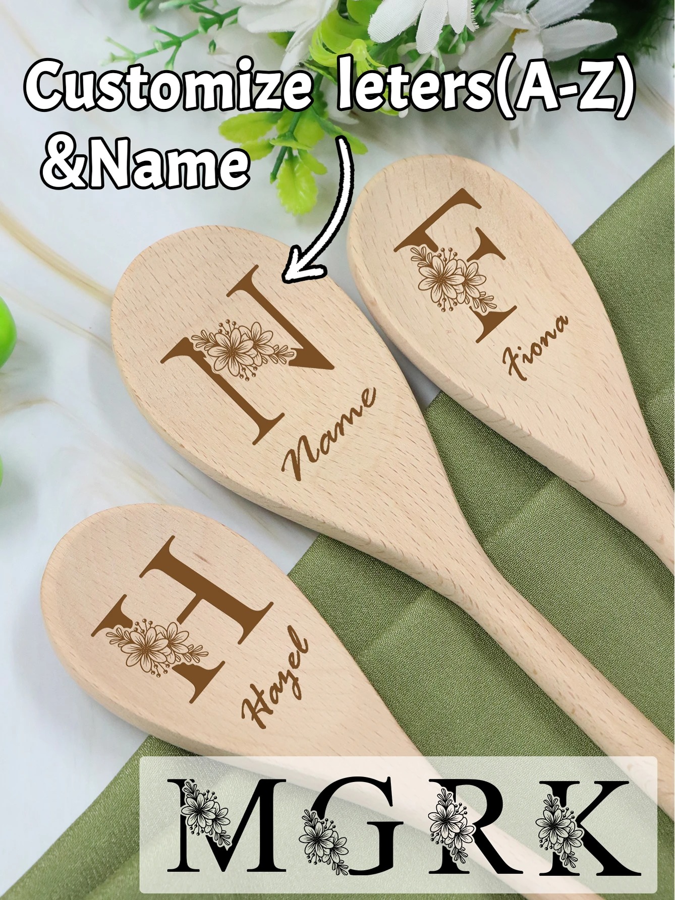 Custom Name Spoons, Personalized Wooden Spoons For Cooking, Customized Letters Soup Spoons, Customizable Teaspoons