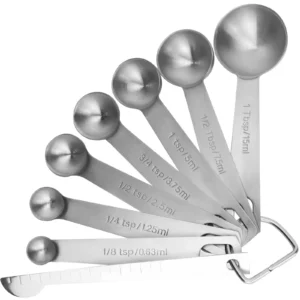 Stainless Steel Measuring Spoons Set of 8 with Leveler