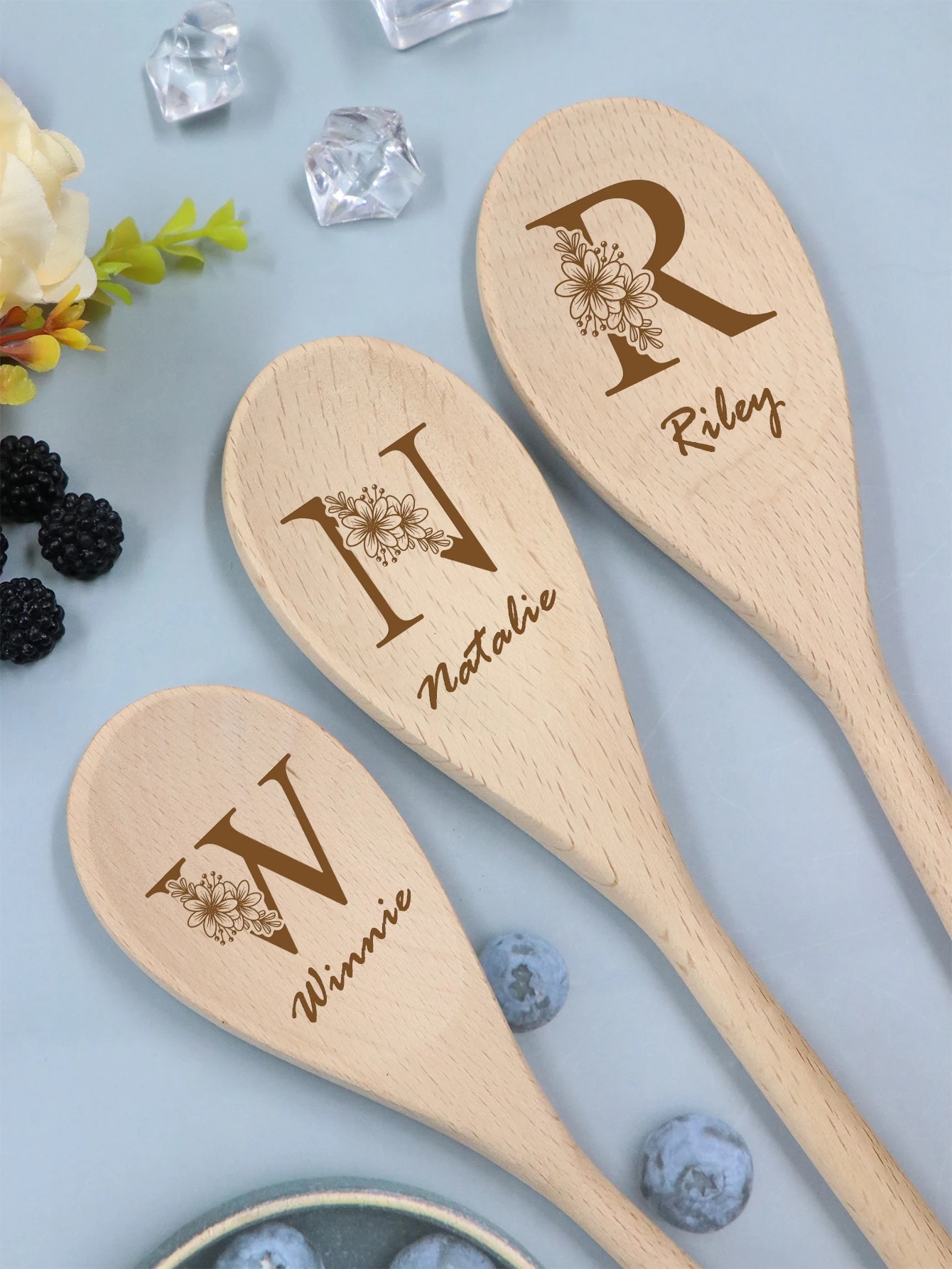 Custom Name Spoons, Personalized Wooden Spoons For Cooking, Customized Letters Soup Spoons, Customizable Teaspoons - Image 2
